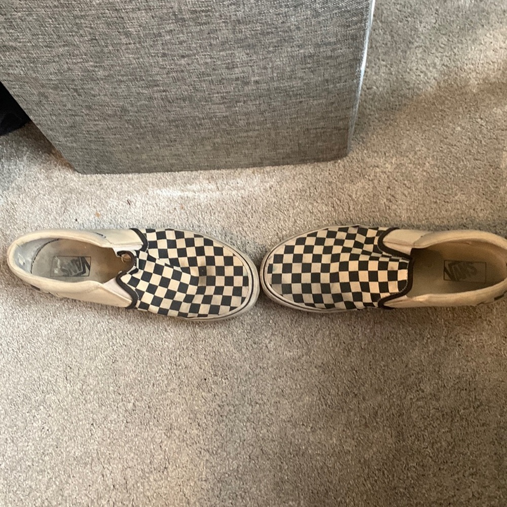 BLACK AND WHITE CHECKERED SLIP ON VANS